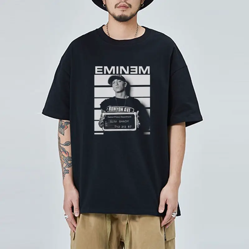 Eminem-Themed Short-Sleeve T-Shirt Similar to Eminem's Style from T-Shirt Rap Rock