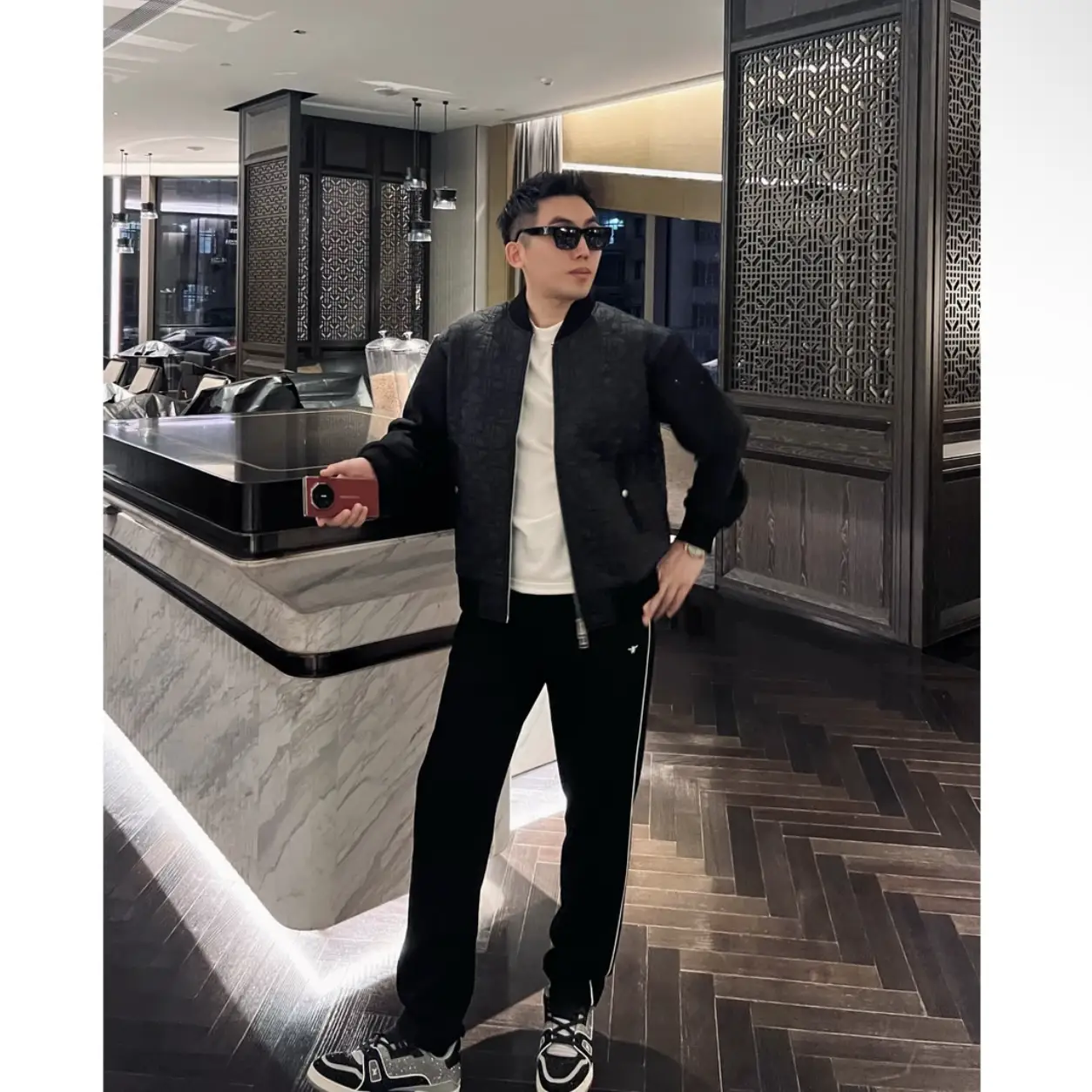 Winter New Arrival Letter Jacquard Black Double Zipper Old Money Patchwork Stand-up Collar Cotton-Padded Coat Men Casual Jacket Coat Tide