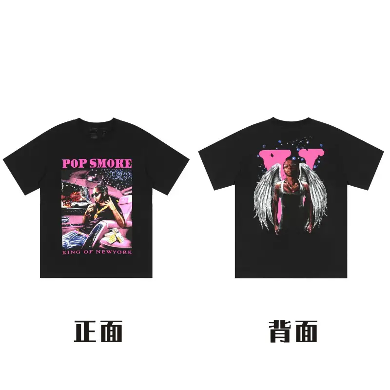 Cross-Border American Trendy Brand Vlone Big V Short-Sleeved Street Couple High Street Vtg Casual T-Shirt Black Mamba Half-Sleeved Summer