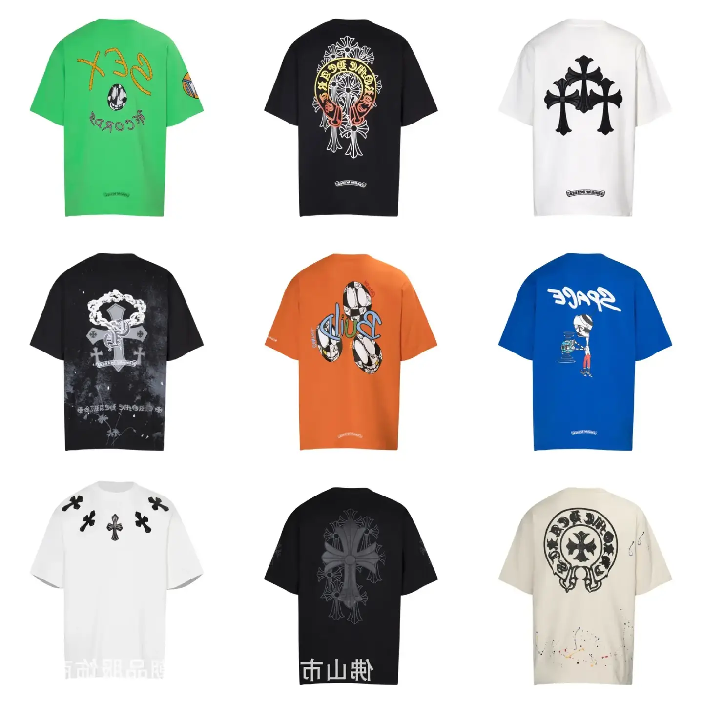 Chrome Hear 23 New Chrome Summer Short-Sleeved European and American Street Hip-Hop Men's and Women's Half-Sleeved T-Shirt Series