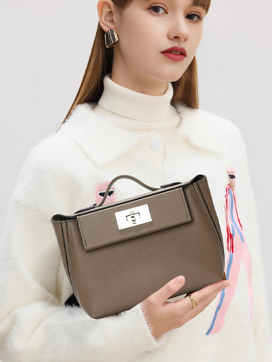 Customized Elegant Niche High-End Genuine Leather Handbag Kelly Bag High-Quality Crossbody Large-Capacity Women's Shoulder Bag
