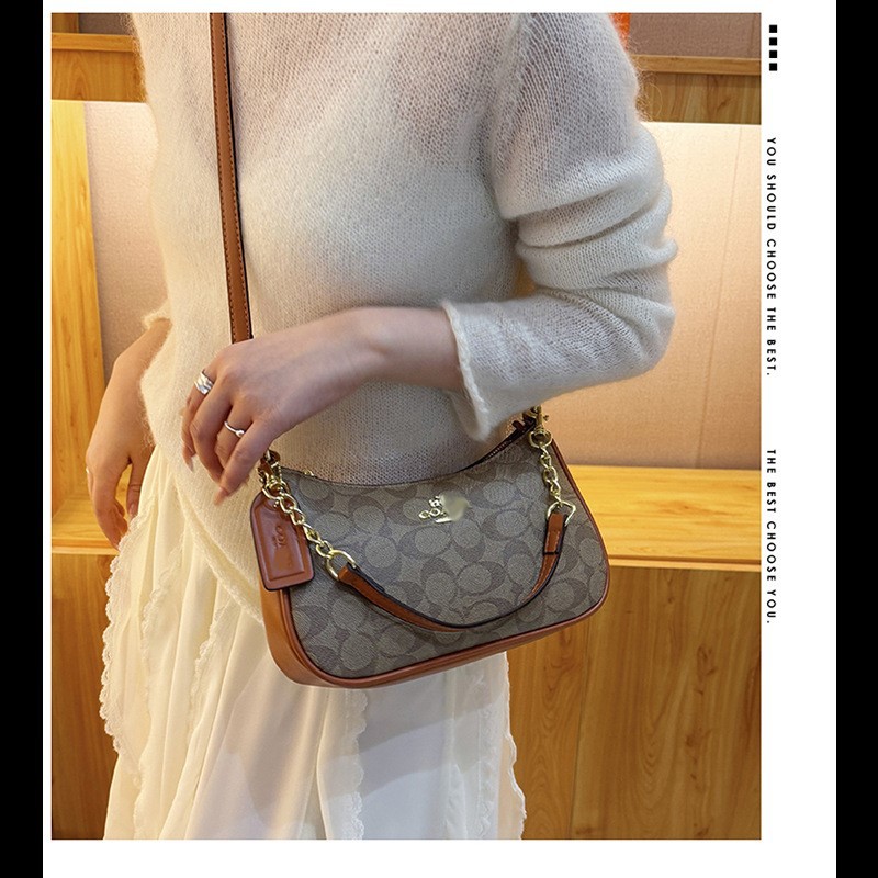 2025 New Cross-Border Underarm Women's Bag Classic Versatile Crossbody Bag Chain Printed Shoulder Crescent Bag Foto QC de 1688 na Qualit.ly