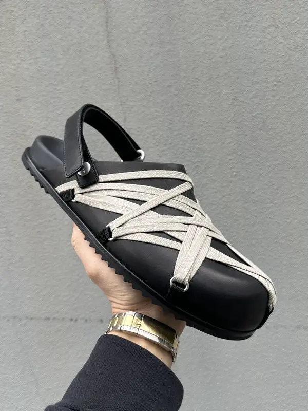 Summer Thick Sole Baotou Sandals Ro Crazy Straps Retro Big Head Men and Women Trendy K-style Platform Shoes Beach Shoes