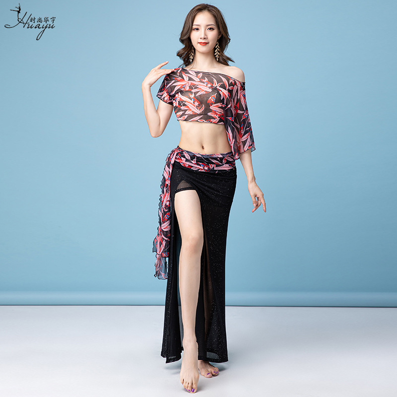 Fashion Huayu Belly Dance Costume New Printed Long Dress Set Oriental Dance Beginner Sexy Practice Dress for Women