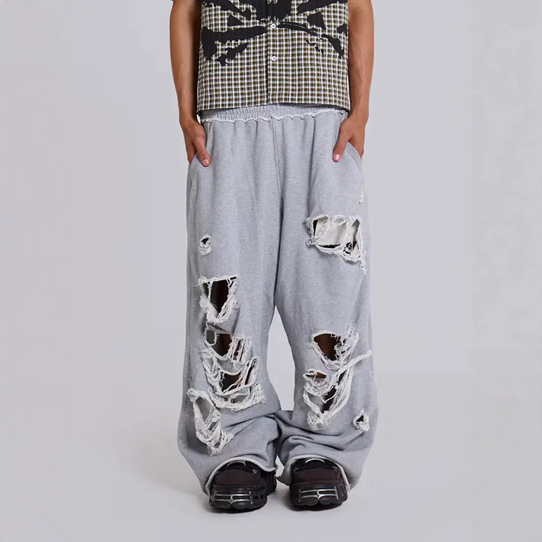 Foreign trade special wide-legged straight summer cotton high-waisted sweat pants versatile spray color sports casual pants hip-hop style pants