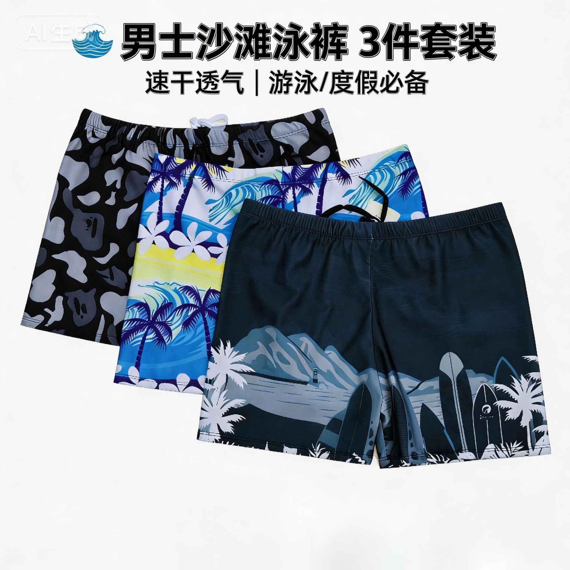 New Men's Swim Trunks Swimsuit Waist Lace-up Men's Hot Spring Swimming Elastic Extra Large Quick-drying Comfortable Swimming Trunks