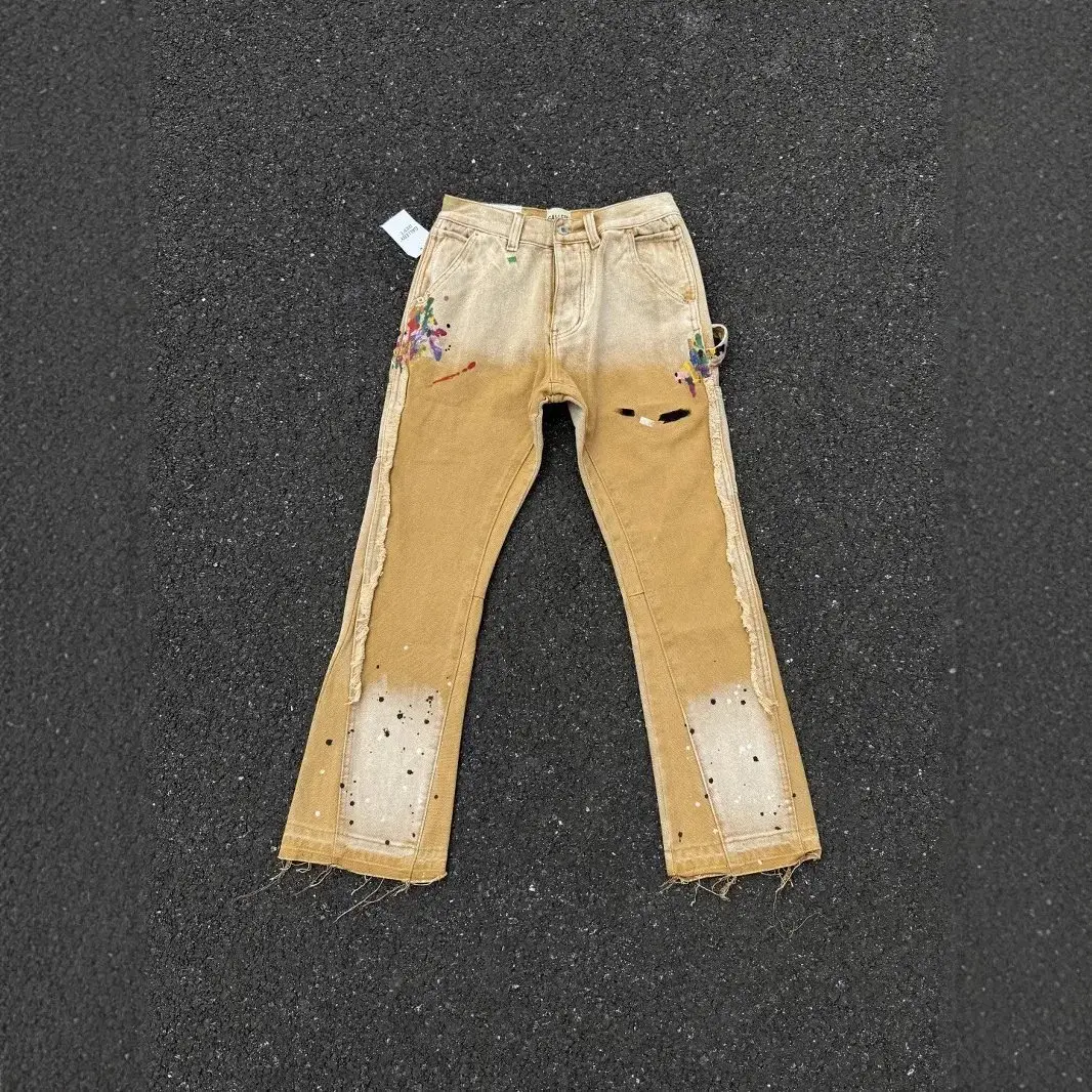 全系列GALLERY DEPT.克罗贴皮喇叭裤洗水拼接牛仔裤
