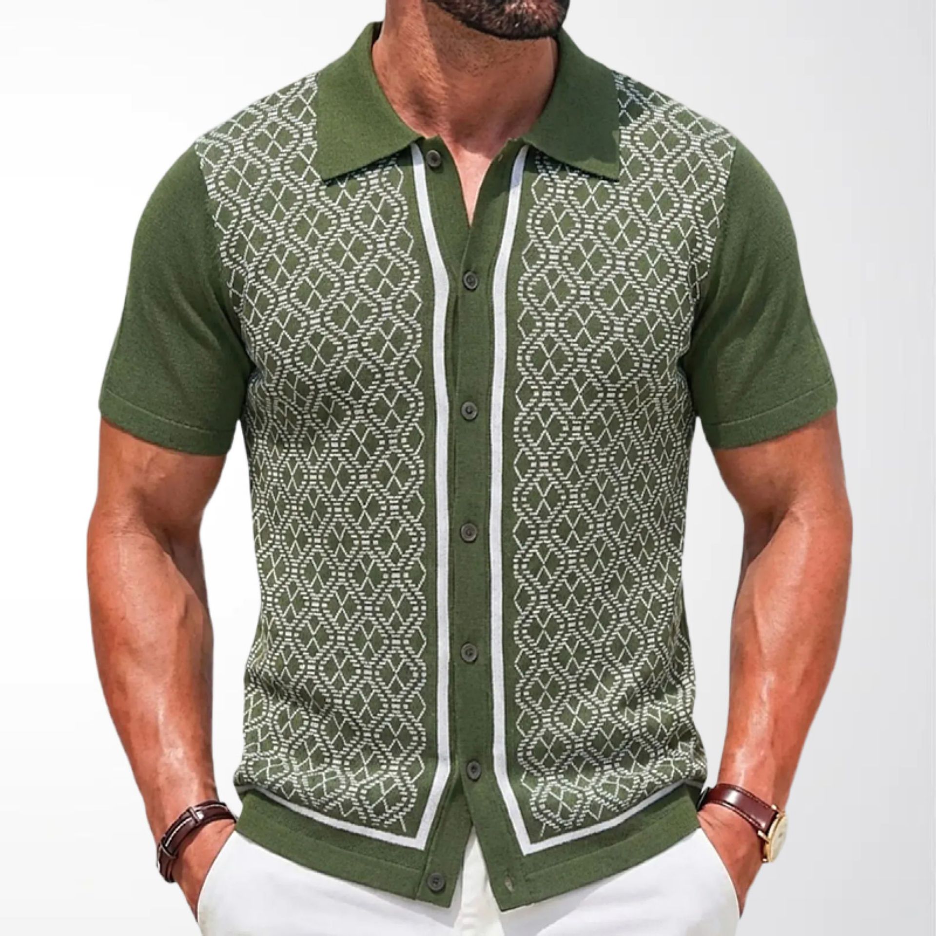 Summer Men's Short-Sleeved Polo Shirt European and American Casual Jacquard Knitted Cardigan Cross-Border Men's Clothing Wholesale in Stock Sy0174