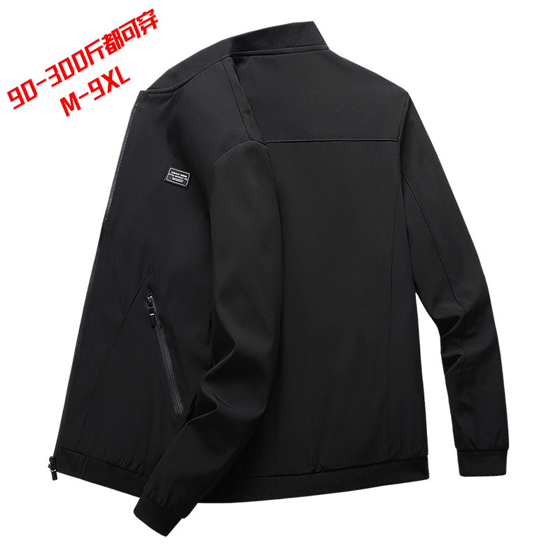 Jacket Men's Spring and Autumn New Vertical Collar Fashionable Fat Plus Large Size Loose Casual All-match Top Jacket