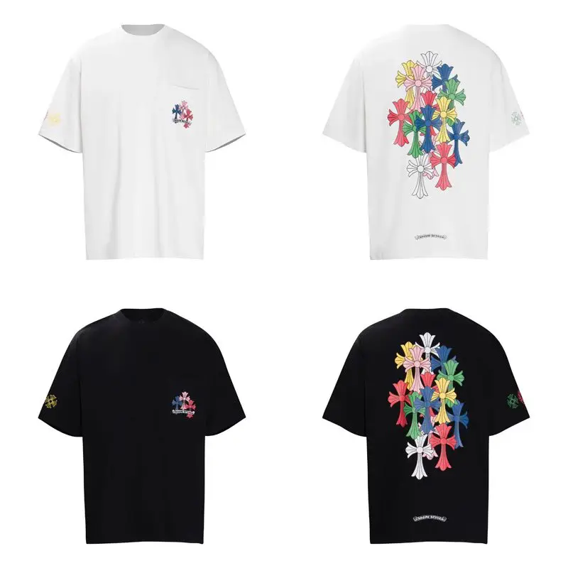 CH 23ss High-weight, environmentally friendly, high-quality** fabric 270g double yarn Crowe Classic Color Phantom Cross Letter Flower Arm Long T Imported Environmentally Friendly Gum Paste Printing &amp; Dyeing