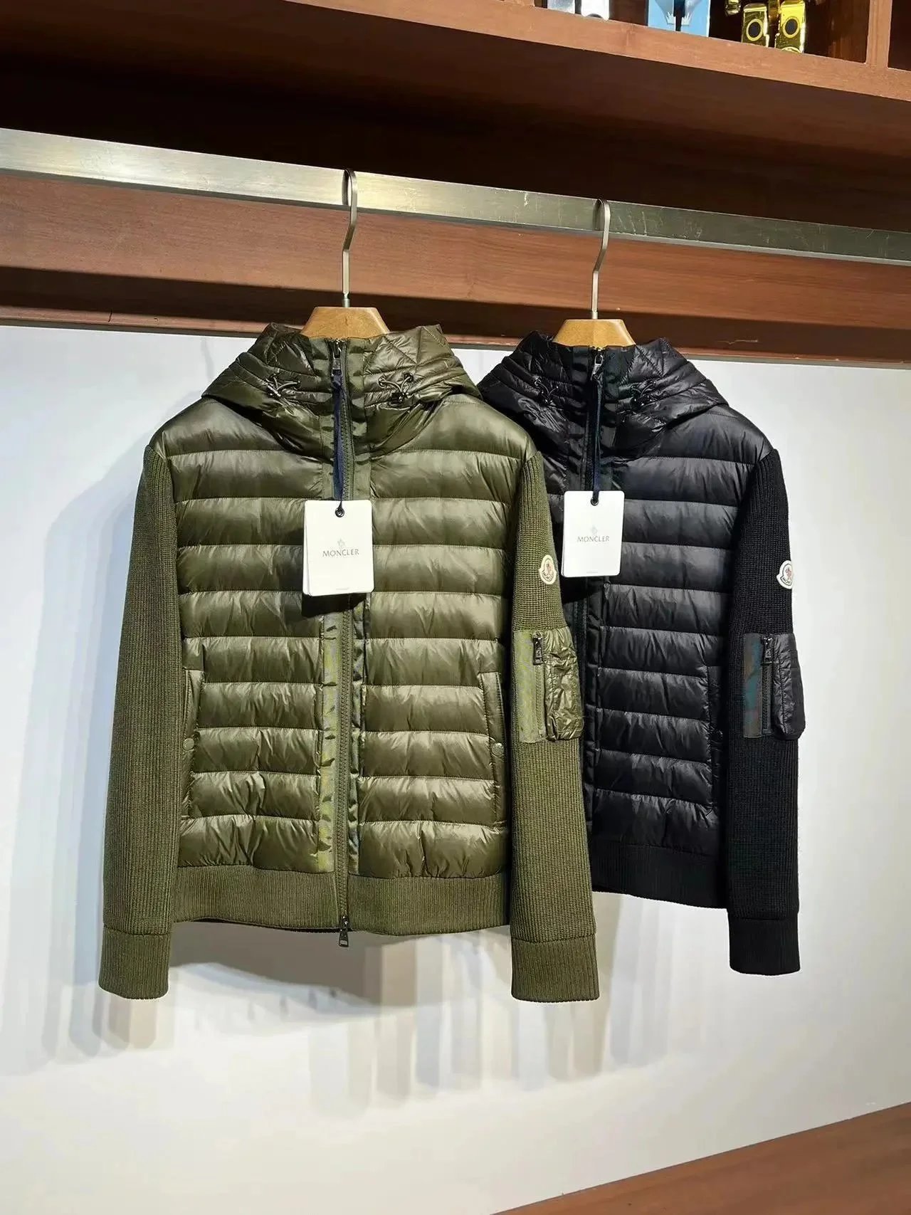 Moncler Puffer Jacket with Knit Sleeves