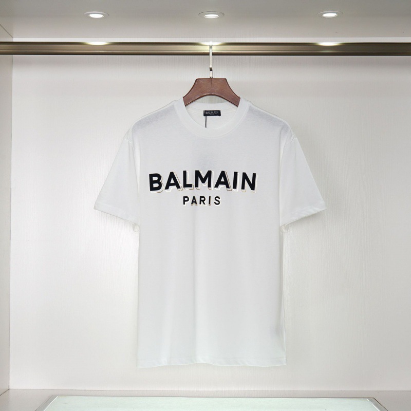 Balmain BALMAIN Printed Round Neck Short Sleeve T-shirt Hot Selling Men and Women Couple T-shirt Women's Top T-shirt