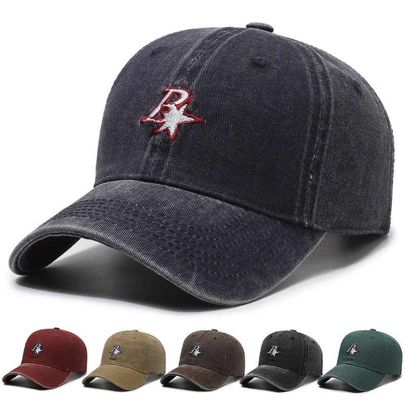 Distressed New Washed Baseball Cap with Embroidery Design, Unisex Versatile Design, Korean Style Casual Street Cap