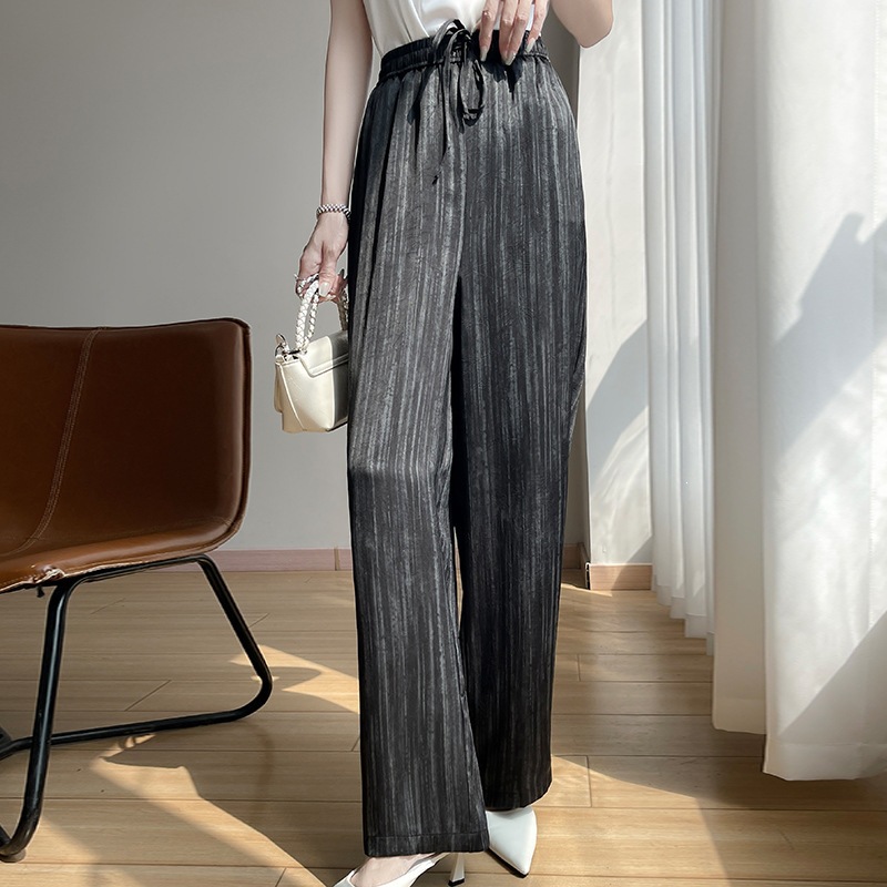Glossy Satin Wide-Leg Pants for Women, Summer Thin Style, 2026 New High-Waisted Loose Drapey Ice Silk Cool Pants, Long Pants