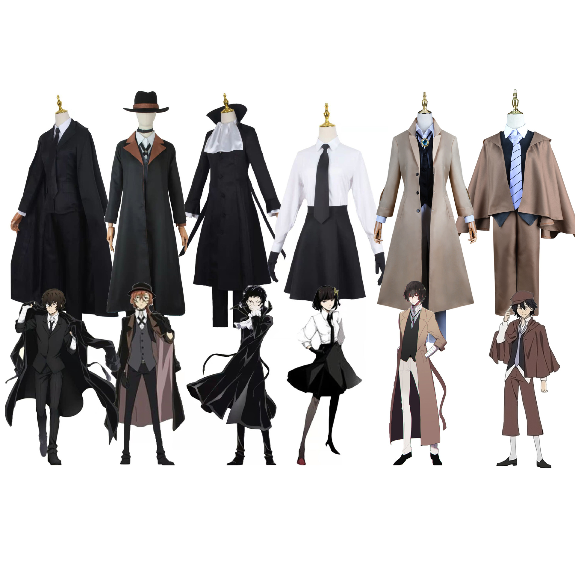 Bungou Stray Dogs Cos Clothing and Xieye Jingzi Cos Clothing Dazai Osamu Zhongyuan Zhongye Cosplay Costume Complete Set