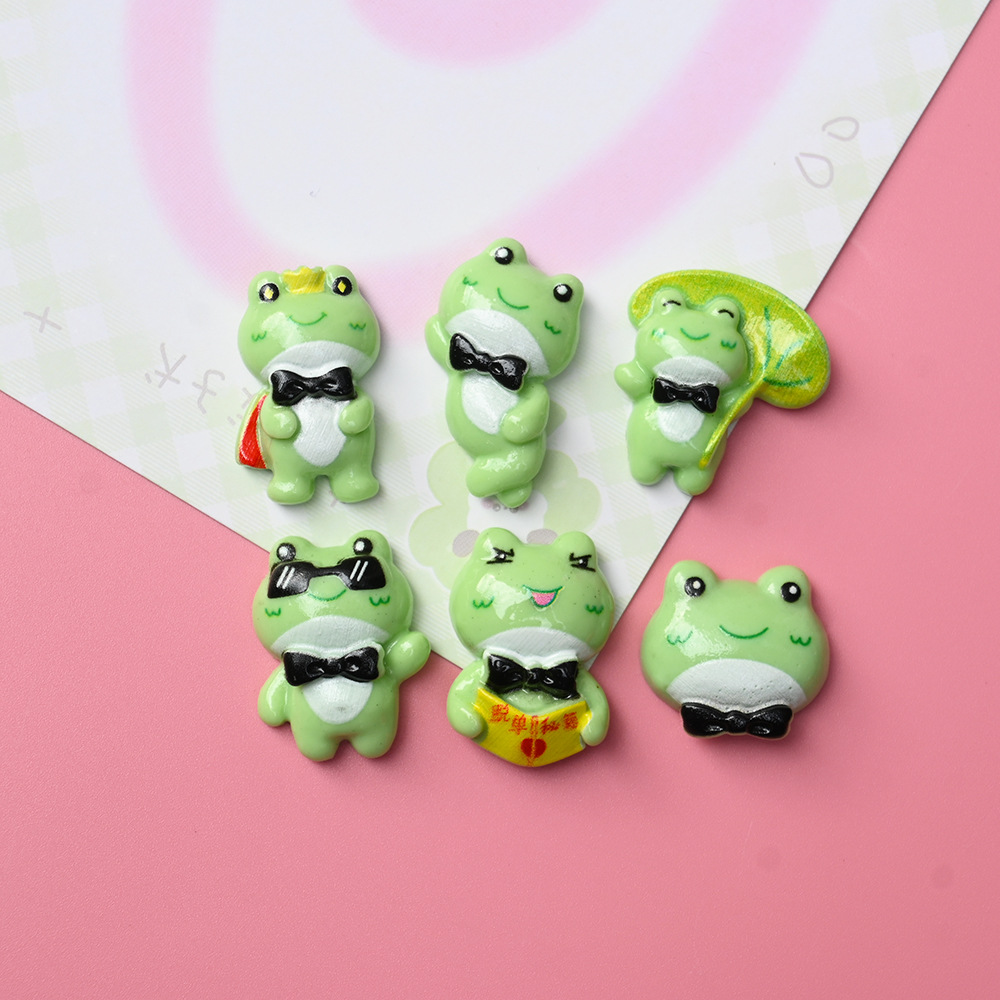 Cute Cartoon Cool Frog Prince Resin Accessories DIY Cream Gel Accessories Hairpin Headwear Gel Dropping Mobile Phone Case