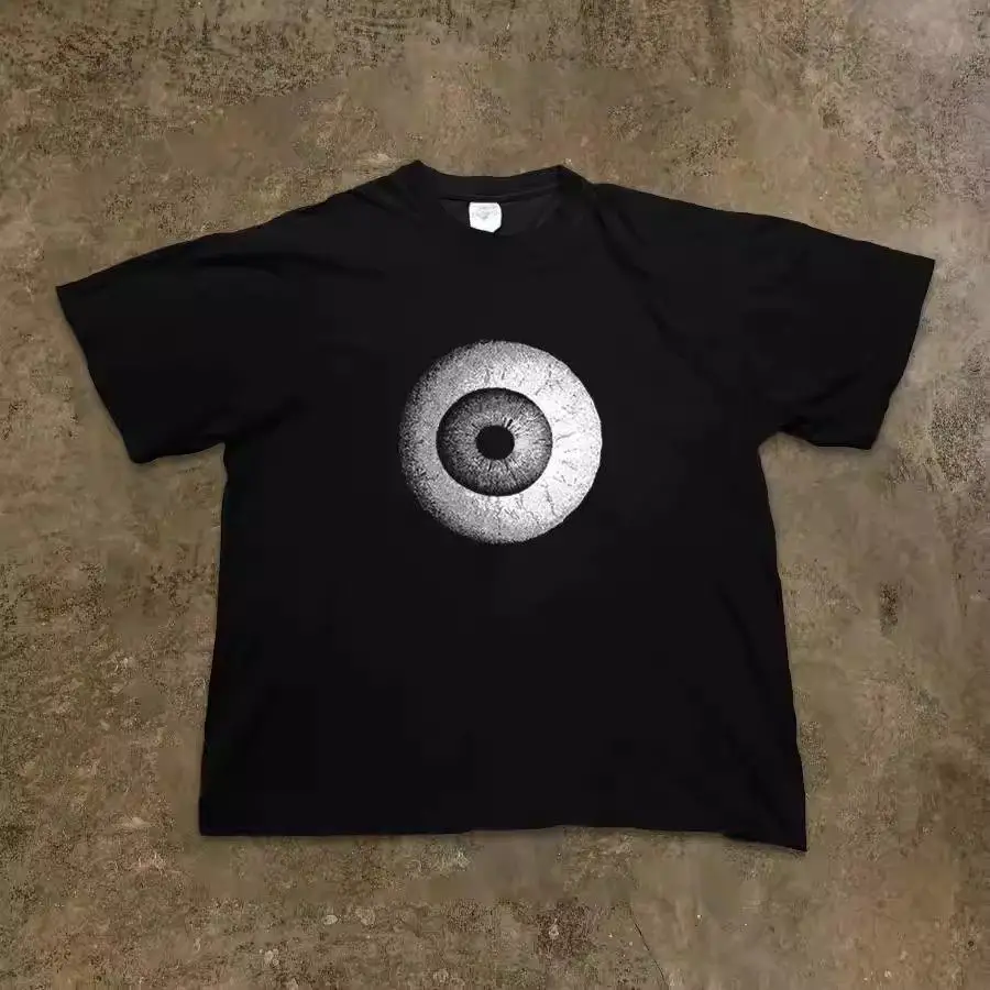 Xiao Chen Has Many Stories, 260g Heavyweight Pure Cotton! Eye Print Oversized Hip-Hop High Street Short-Sleeve T-Shirt
