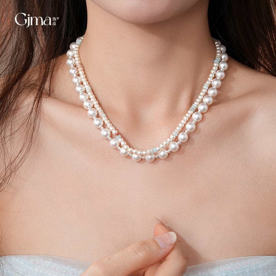 Gjma Double-Layer Pearl Necklace