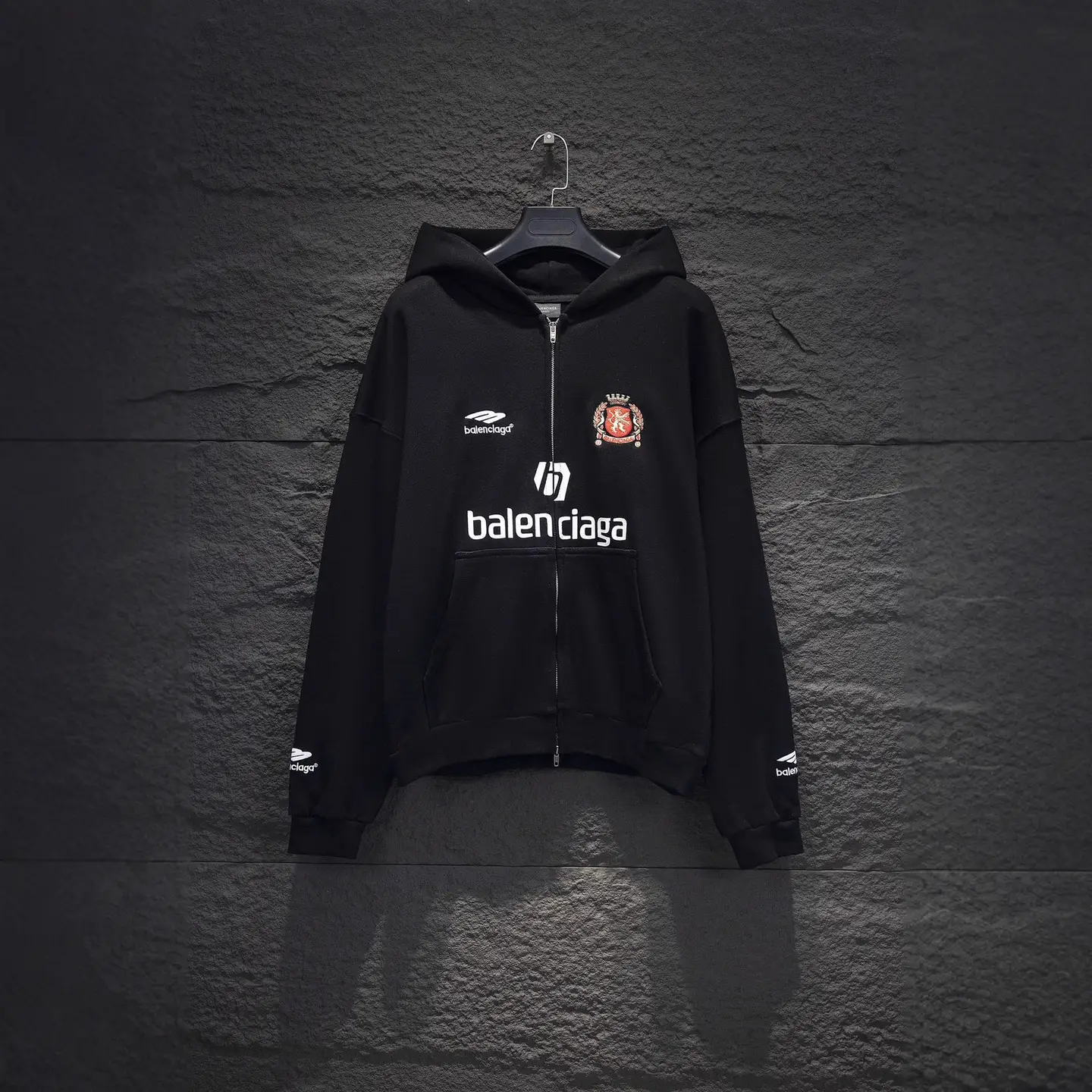 European and American Cross-Border Paris B's New Autumn and Winter United Football Uniform Embroidered Printed Zipper Sweatshirt for Men and Women