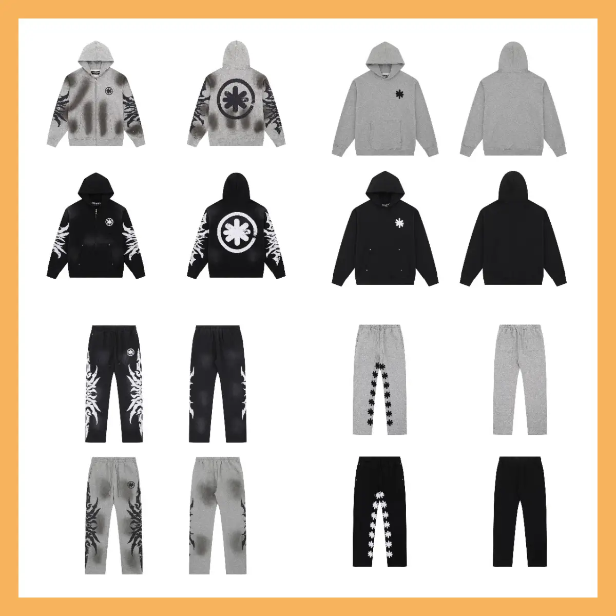 Lostshdws American Trendy Brand Washed Ripped Sweatshirt Hoodie Street Casual Jacket Women's Hoodie Pants Suit