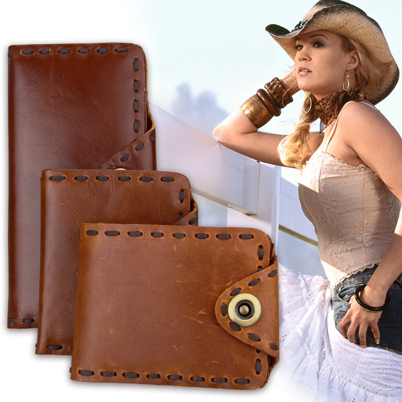 Hot Selling Personalized Vintage Genuine Leather Men's Wallet Handmade Men's Wallet Long Oil Leather Men's Top Layer Cowhide Wallet