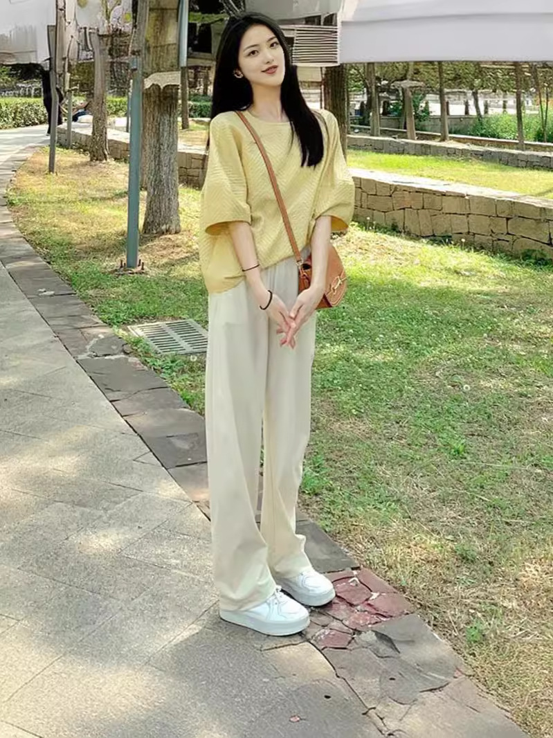Dopamine Wear French Shirt suit Women's Summer Dress Set with Straight Casual Pants Slim Two-piece Suit