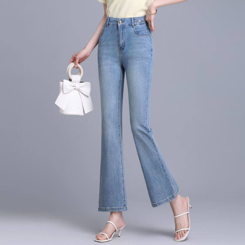 Counter Micro-La Jeans Women's Summer 2024 New High Waist Slimming Thin Small Dummy Cropped Flare Pants