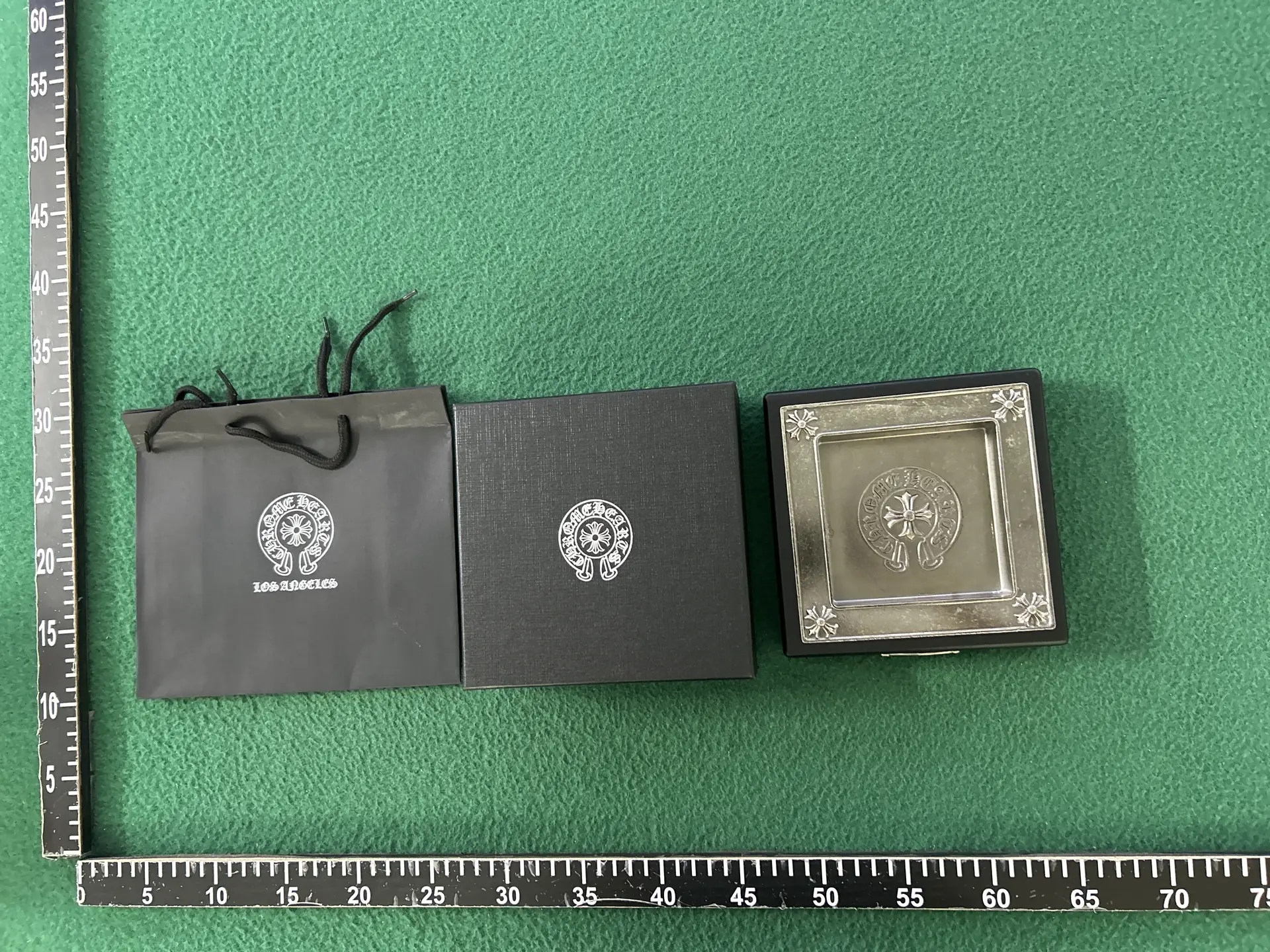 Antique Cross Relief Handmade Brass Silver Plated Old Solid Wood Base Square Ashtray Gift Ornament