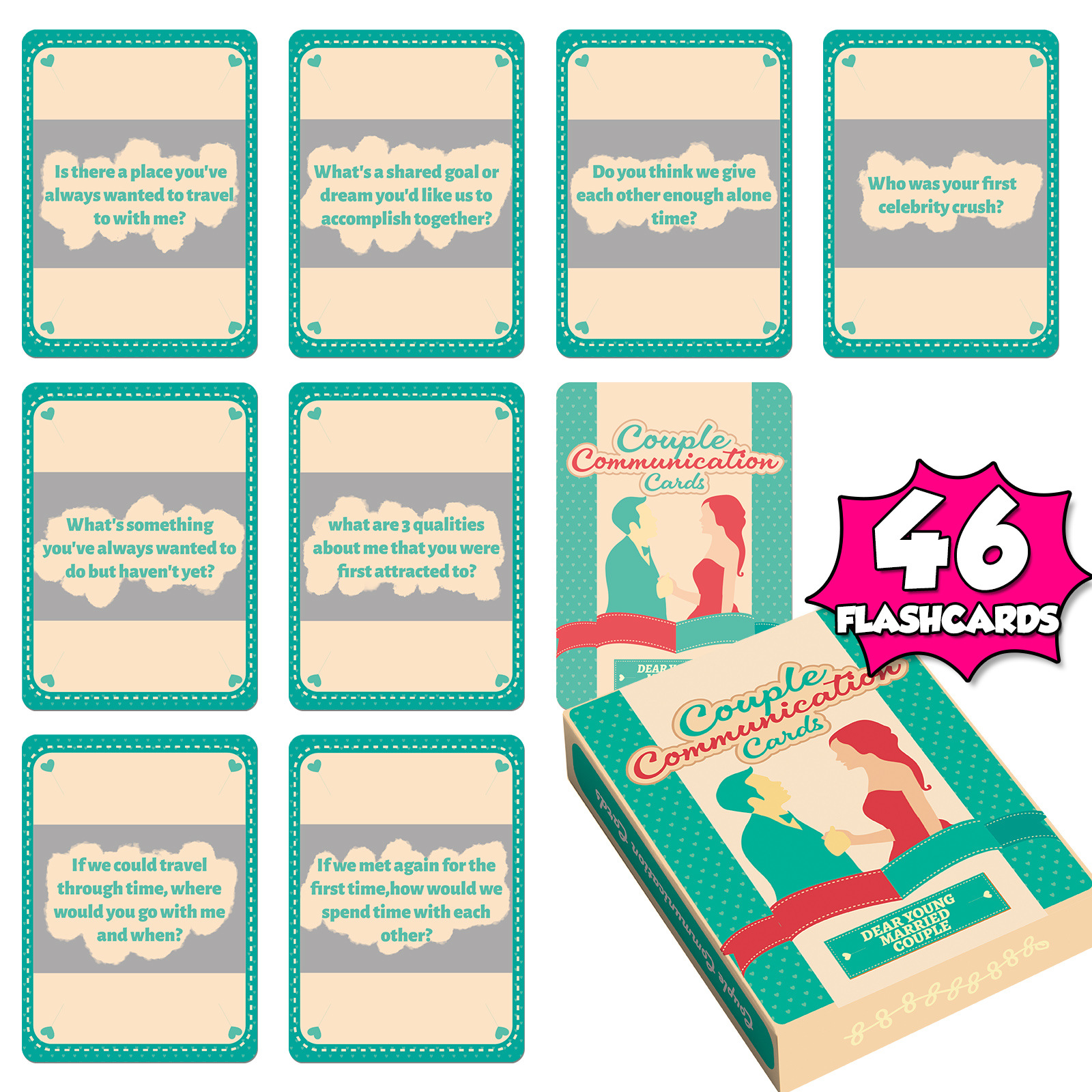 Best-Selling 46-Piece Set of Self-Designed Couple Scratch-Off Cards, Creative Date Night Interactive Sweet Cards, Full English Game Cards Wholesale