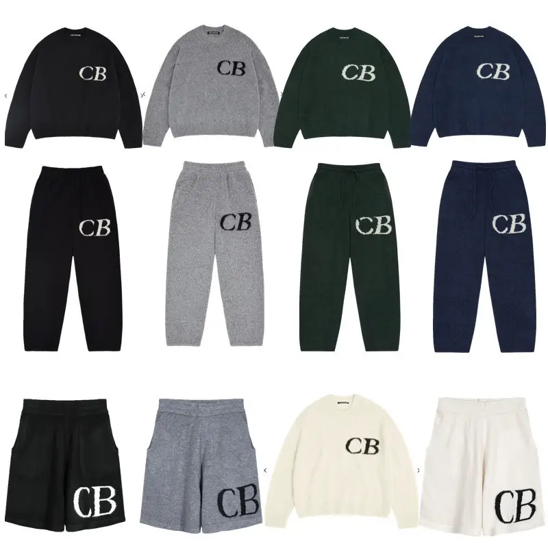 High Version Cb Icon Niche Simple Letter Jacquard Casual Loose Round Neck Sweater for Men and Women Couples