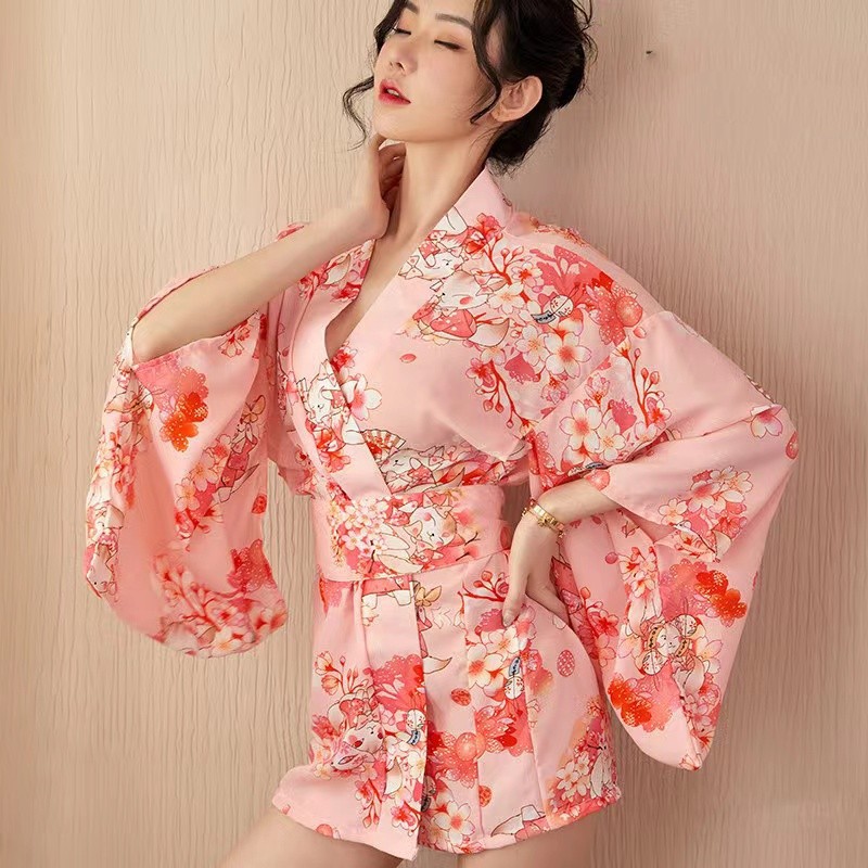 Sexy Underwear Cute Japanese Printed Kimono Sexy Pajamas Antique Hanfu Bathrobe suit 797