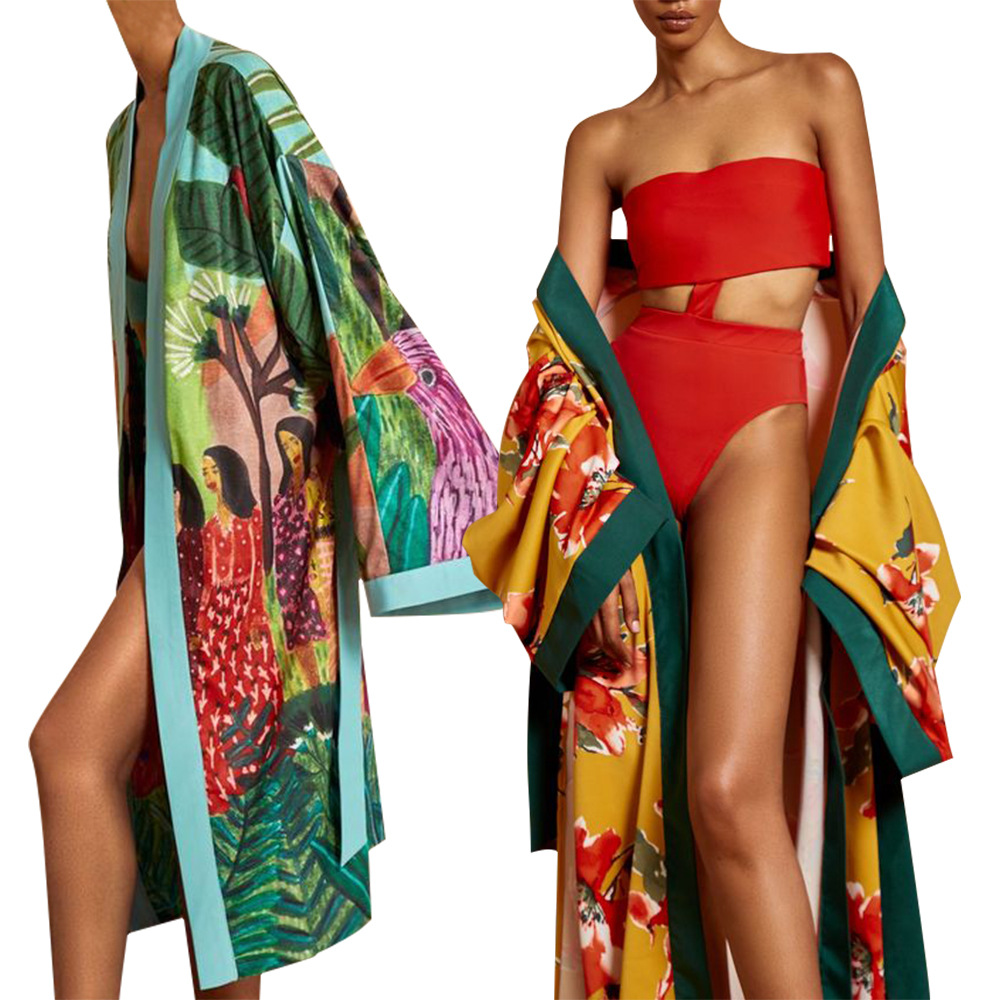 10260 Factory Direct European and American Style Cross-Border Women's Clothing Independent Amazon Hot-Selling Kimono Print Jacket Ins