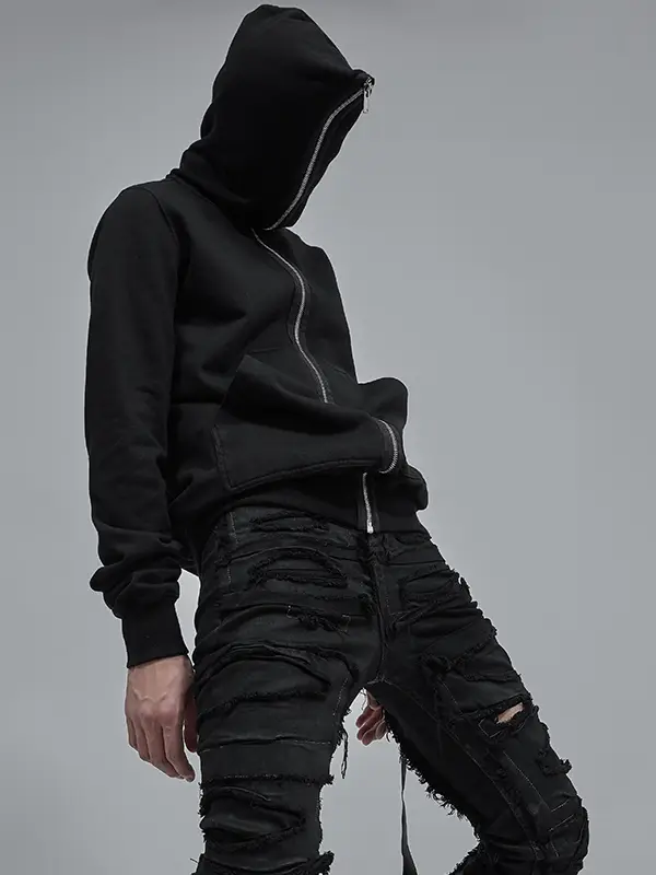 Pink Elephant Fhdx Dark Ro Style Long Zipper Hooded Sweatshirt ins Hip-Hop Trend