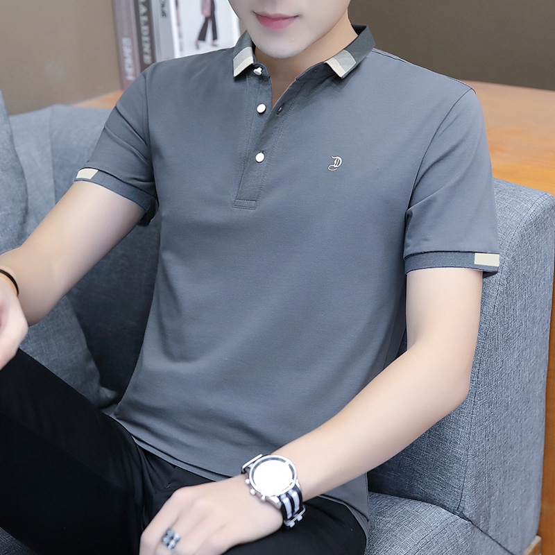 Summer New Lapel Short-sleeved Polo Shirt Men's Business All-match Half-sleeved Top Korean Handsome Slim T-shirt