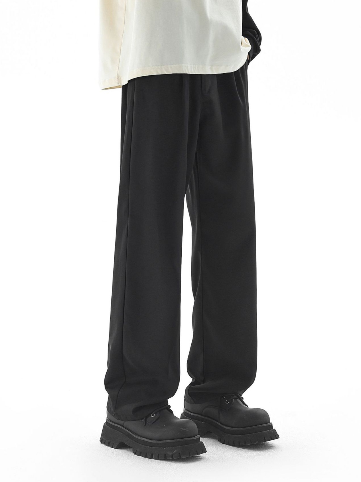 Jianheng American Retro Cheanfit High-End Men's Casual Loose Korean-Style Casual Pants with Drape Effect Black Long Pants
