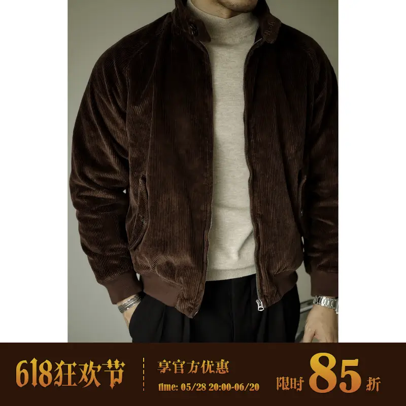 Chai Mi American retro Harrington G9 Heavy weight Corduroy jacket Men's Stand Collar Zipper Outwear Ami Khaki Fall and winter