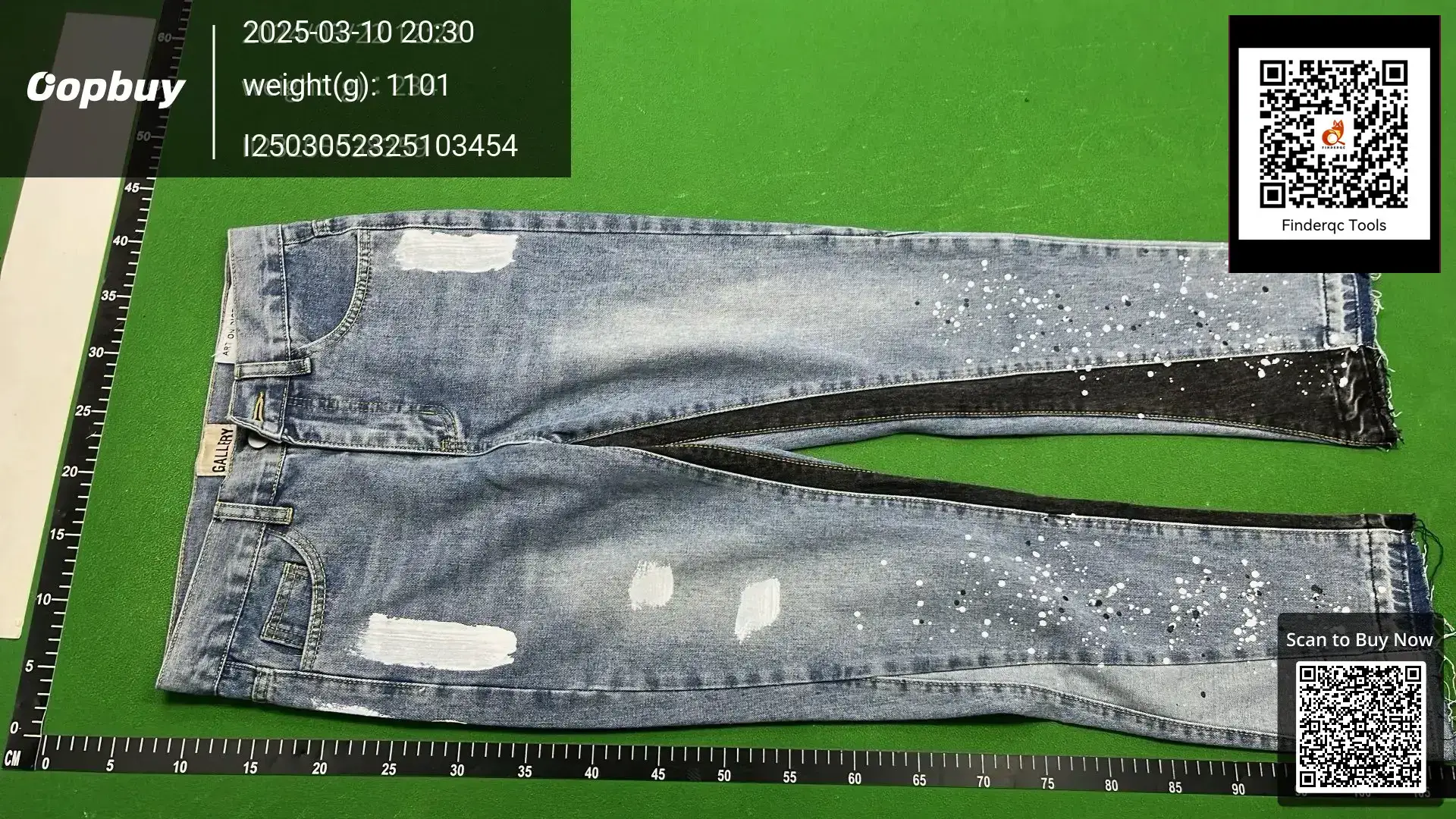 Correct version Gallery dept retro do old splash ink tide high street stitching straight tube wide leg Denim pants for men and women