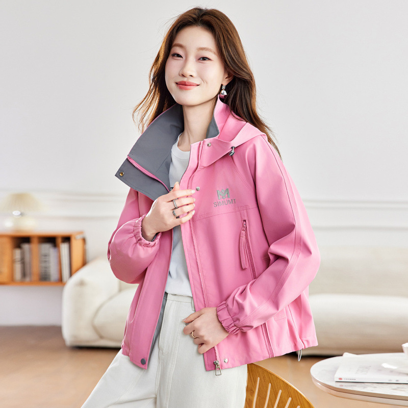 Rose Red Jacket for Women 2026 Spring and Autumn New Casual Sports Outdoor Windbreaker Short Stylish Age-Reducing Top