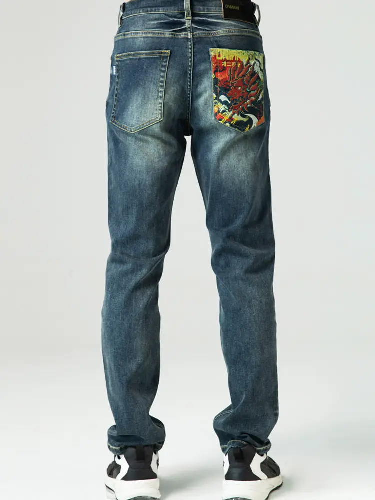 Oniarai/Ghost Wash 25 Spring and Summer New Products and Art and Handle Mosaic Mid-Rise Straight-Leg Pants Men's 25b3317