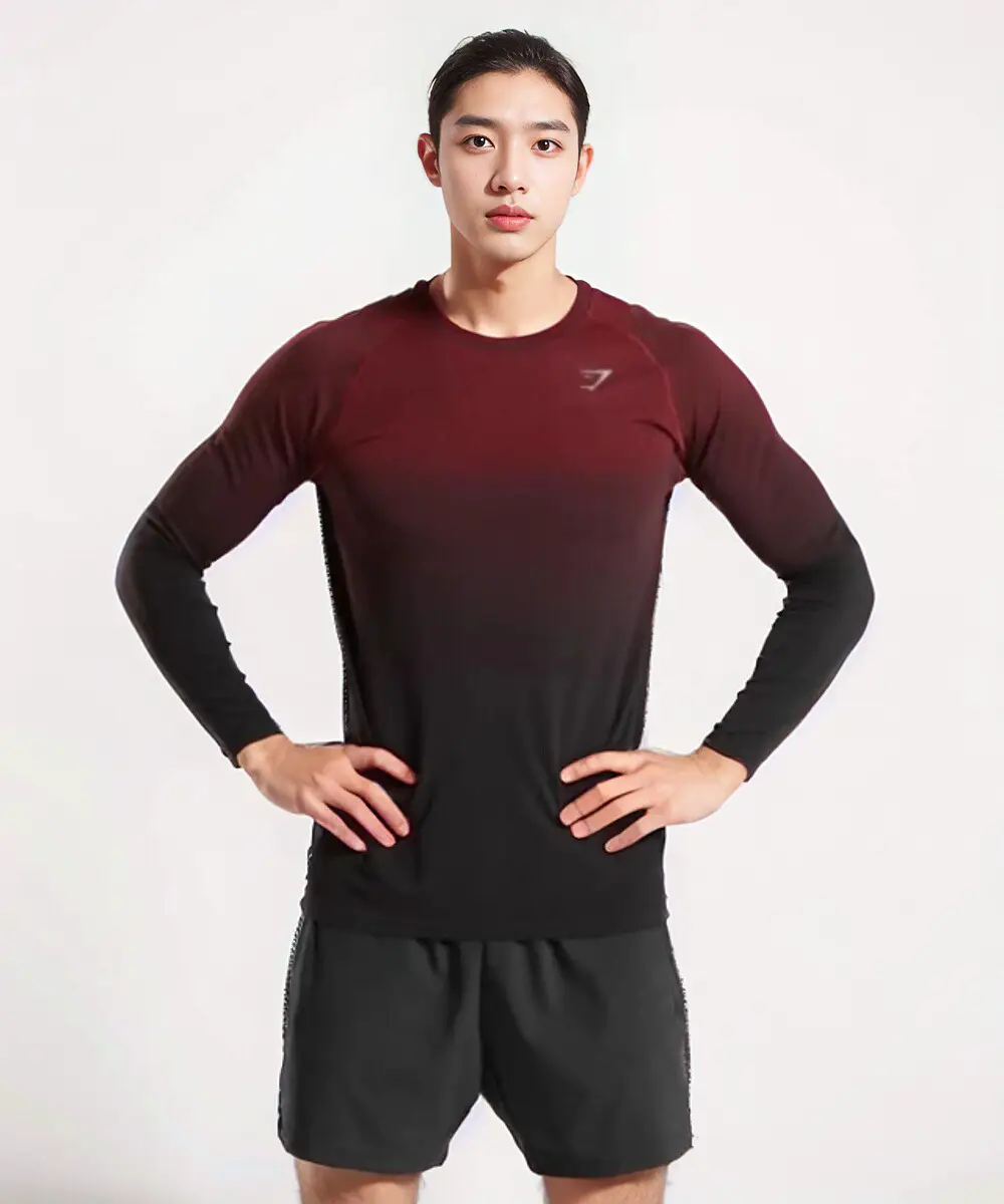 Golden Shark Vital Seamless Shadow Gradient Ombre Men's Quick-Drying Breathable Long-Sleeve Fitness and Weightlifting Training Wear