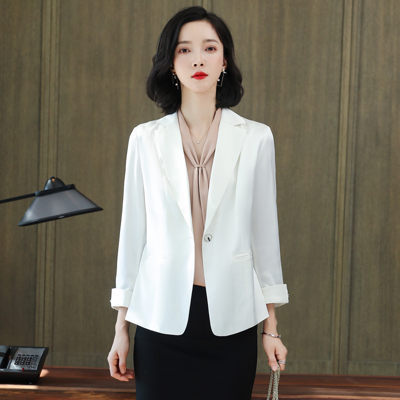 Heavyweight Silk Blazer Jacket for Women, 2026 Spring New Style, Pure Silk Solid Color Professional Suit Jacket for Women