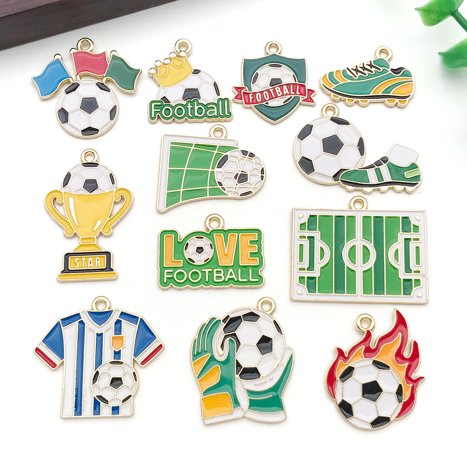 World Cup Football Sports Oil-Drip Small Pendant DIY Alloy Jewelry Accessories Cross-Border Necklace Bag Keychain Pendant