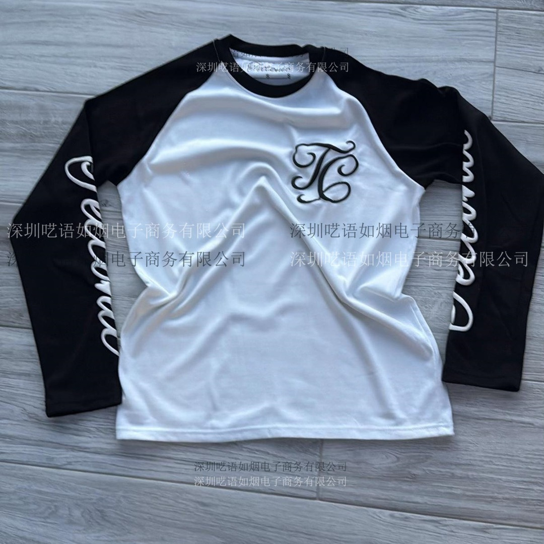 European and American Ins Cross-Border Personalized Punk Print Round Neck Sweatshirt Long Sleeve Pullover T-Shirt Base Shirt Retro Outfit Y2K