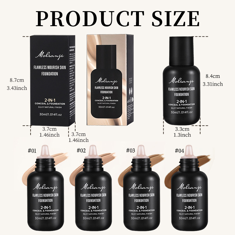 [foreign trade] Small Bottle Foundation Lasting Moisturizing Concealer Isolation Milk BB Cream Plain Cream 4 Colors
