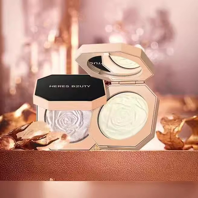 Herris Petal Rose High-gloss Brightening Powder Cake Ginger Nose Shadow Powder Stereoscopic Finisher Plate Shaping Brightening Powder