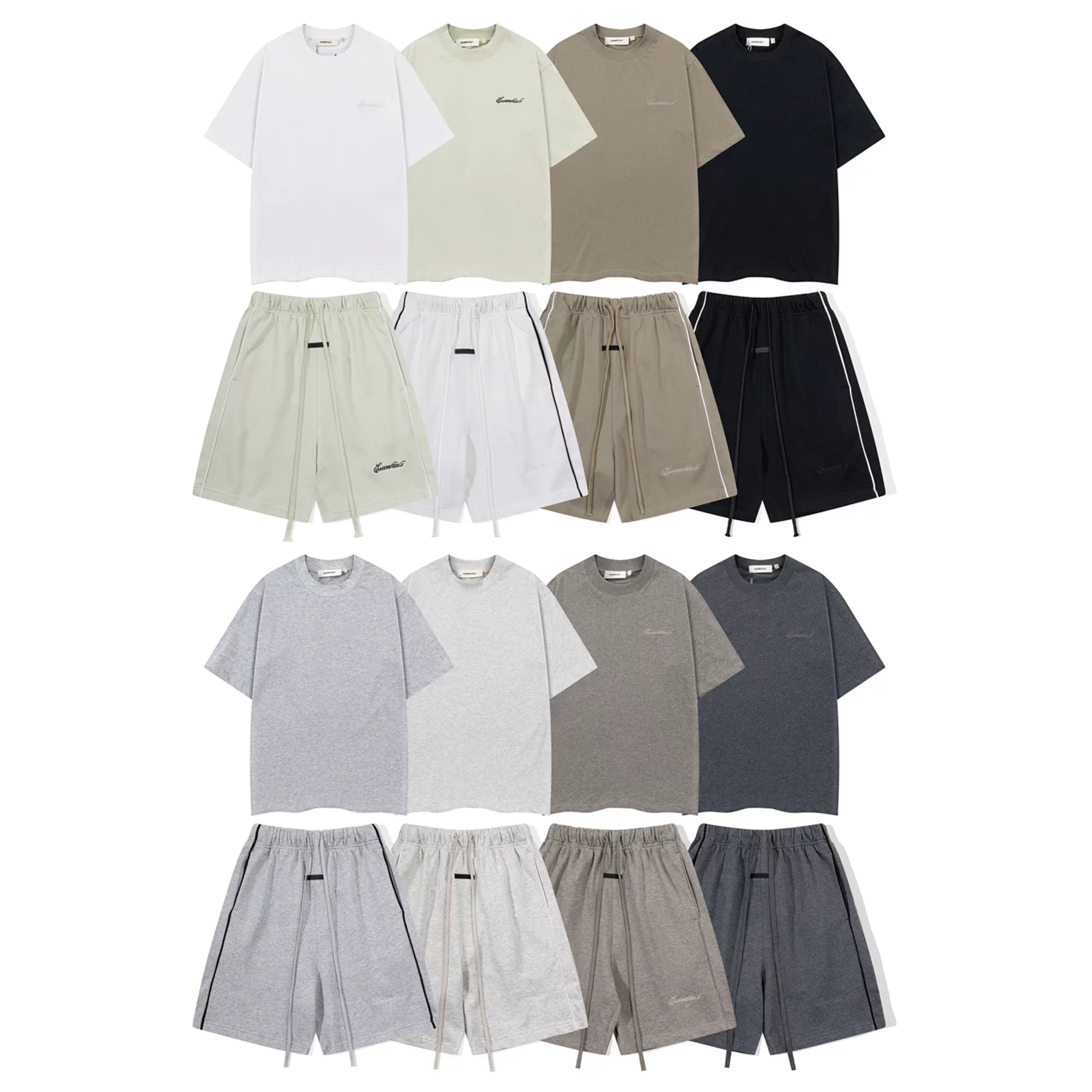 FOG Double Line ESSENTIALS Embroidered Letter Logo Summer High Street Trendy Casual Short sleeved T-shirt Shorts Set