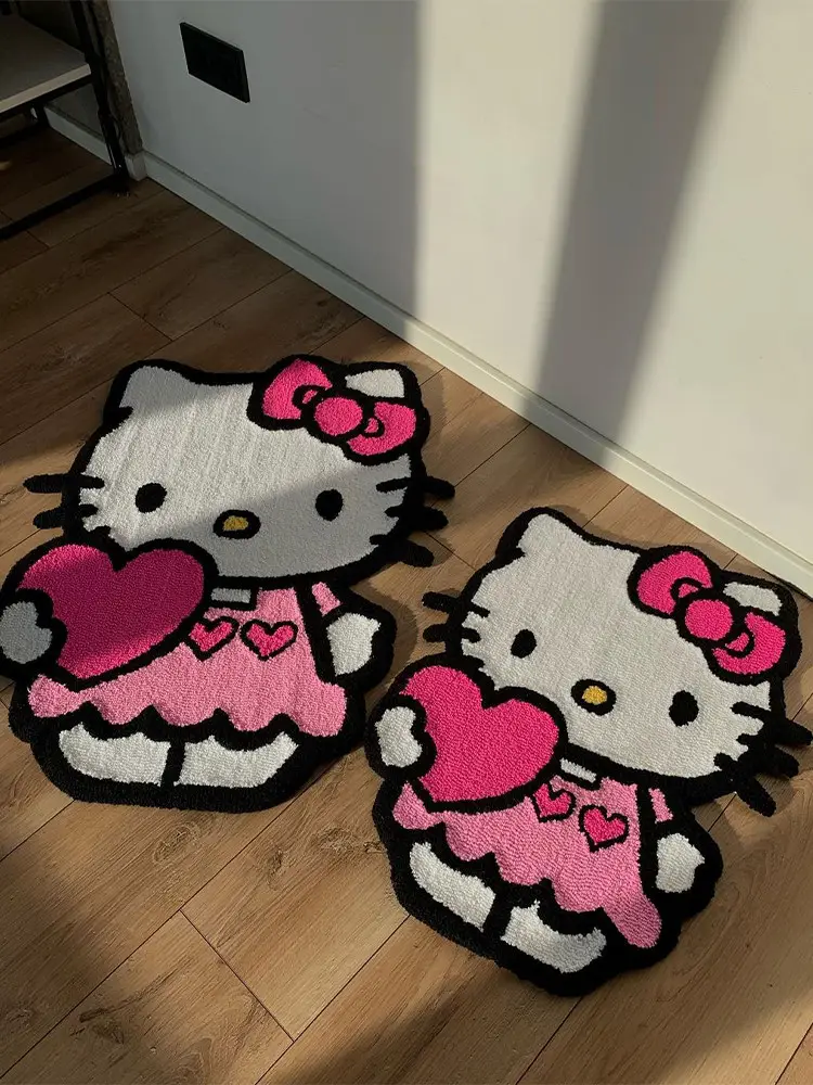 Unwelcome&amp;Mats Hellokitty Handmade Tufting Carpet Wool Mat Room Rug