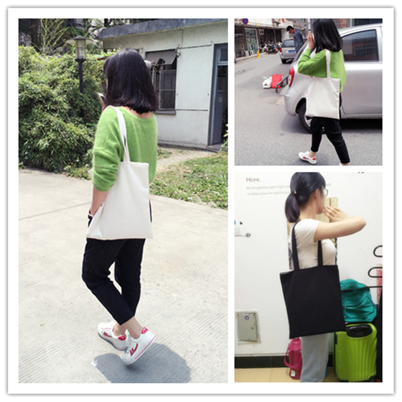 DIY hand-painted blank solid color fresh shopping gift shoulder bag student schoolbag commuter canvas bag printed logo