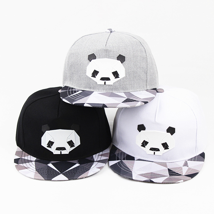 Korean Men's and Women's Fashion Baseball Caps Panda Panda Stereo Offset Printed Flat Brim Hip-Hop Hat Couple Color Matching Trendy Hat