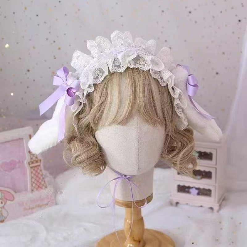 Lolita Bowknot Lop-Eared Rabbit Headband Lolita Cute Kc Rabbit Ear Detachable Hair Accessory Wholesale